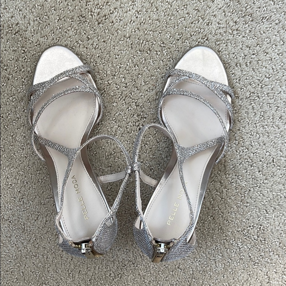 Pelle Moda Champagne Strappy Heels for Formal Occasions - Picture 4 of 9